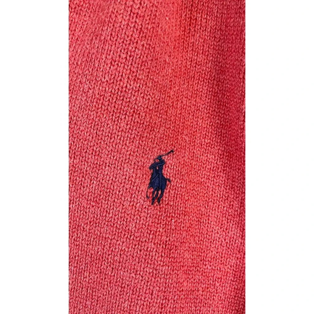 Polo Ralph Lauren Quarter Zip Sweater Mens Large Red Excellent Cotton Knit Pony